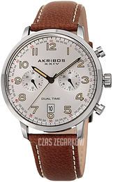 Akribos XXIV Multi-Function Srebrny/Skóra Ø42 mm AK1023SSBR