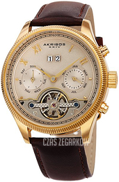 Akribos XXIV Multi-Function Żółte złoto/Skóra Ø41 mm AK1065BR