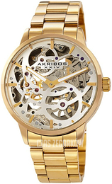 Akribos XXIV Mechanical Szkieletowa tarczy/Stal w odcieniu złota Ø42 mm AK1078YG