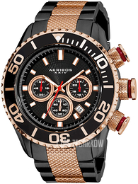 Akribos XXIV Czarny/Stal w kolorze różowego złota Ø47 mm AK512TT