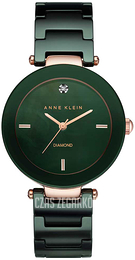 Anne Klein Diamond Zielony/Stal w kolorze różowego złota Ø33 mm AK/1018RGGN