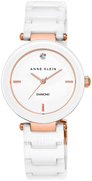 Anne Klein Diamond Biały/Stal w kolorze różowego złota Ø35 mm AK/1018RGWT