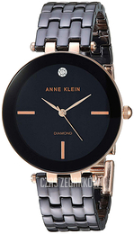 Anne Klein Diamond Czarny/Stal w kolorze różowego złota Ø34 mm AK/3310BKRG