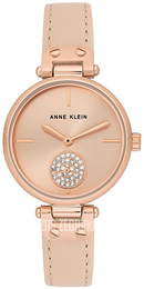 Anne Klein Crystal Różowe złoto/Skóra Ø34 mm AK/3380RGLP