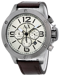 Armani Exchange Well Worn Biały/Skóra Ø48 mm AX1519