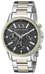 Armani Exchange Banks Czarny/Stal w odcieniu złota Ø36 mm AX4329