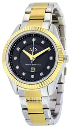 Armani Exchange Dylan Czarny/Stal w odcieniu złota Ø36 mm AX5433