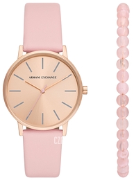 Armani Exchange Lola Różowe złoto/Skóra Ø36 mm AX7150SET
