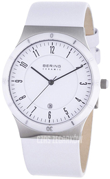 Bering Slim Biały/Skóra Ø39 mm 32239-354