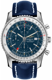 Breitling Navitimer World Niebieski/Skóra Ø46 mm A24322121C1X1