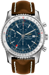 Breitling Navitimer World Niebieski/Skóra Ø46 mm A24322121C1X2