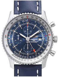 Breitling Navitimer World Niebieski/Skóra Ø46 mm A2432212-C651-101X-A20BA.1