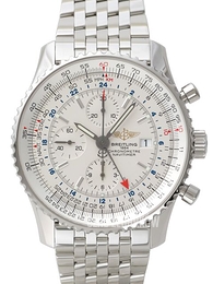 Breitling Navitimer World Biały/Stal Ø46 mm A2432212-G571-443A
