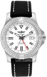 Breitling Avenger Automatic Gmt 43 Biały/Skóra Ø43 mm A32397101A1X2