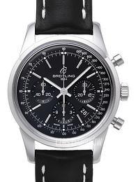 Breitling Transocean Chronograph 38 Czarny/Skóra Ø38 mm A4131012.BC06.428X.A18BA.1