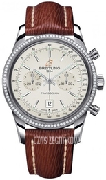 Breitling Transocean Chronograph Biały/Skóra Ø38 mm A4131053-G757-221X-A18BA.1