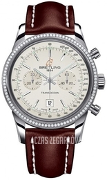 Breitling Transocean Chronograph Biały/Skóra Ø38 mm A4131053-G757-431X-A18BA.1