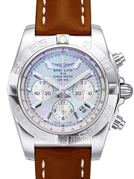 Breitling Chronomat 44 Biały/Skóra Ø44 mm AB011012-G685-433X-A20BA.1
