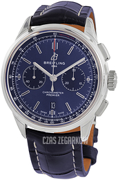 Breitling Premier B01 Chronograph 42 Niebieski/Skóra Ø42 mm AB0118221C1P1