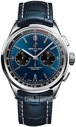 Breitling Premier B01 Chronograph 42 Niebieski/Skóra Ø42 mm AB0118221C1P2