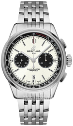 Breitling Premier Chronograph 42 Srebrny/Stal Ø42 mm AB0118221G1A1