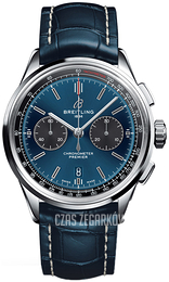 Breitling Premier Chronograph 42 Niebieski/Skóra Ø42 mm AB0118A61C1P1