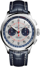 Breitling Premier B01 Chronograph 42 Srebrny/Skóra Ø42 mm AB0118A71G1P2