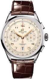Breitling Premier B01 Chronograph 42 Kremowy/Skóra Ø42 mm AB0145211G1P1