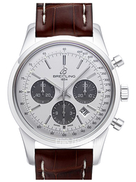 Breitling Transocean Chronograph Srebrny/Skóra Ø43 mm AB015212-G724-739P-A20BA.1