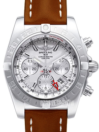 Breitling Chronomat 44 GMT Srebrny/Skóra Ø44 mm AB042011-G745-433X-A20BA.1