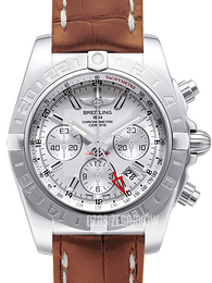 Breitling Chronomat 44 GMT Srebrny/Skóra Ø44 mm AB042011-G745-737P-A20BA.1