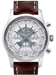 Breitling Transocean Chronograph Srebrny/Skóra Ø46 mm AB0510U0-A732-756P-A20BA.1