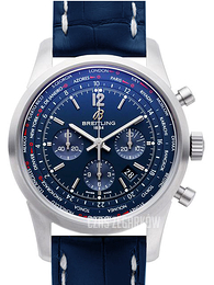 Breitling Transocean Chronograph Niebieski/Skóra Ø46 mm AB0510U9-C879-746P-A20BASA.1