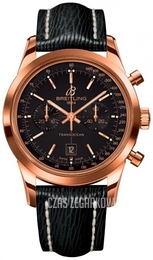Breitling Transocean Chronograph Czarny/Skóra Ø38 mm R4131012-BC07-218X-R18BA.1