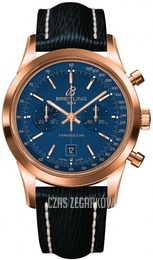 Breitling Transocean Chronograph Niebieski/Skóra Ø38 mm R4131012-C863-220X-R18BA.1