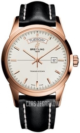 Breitling Transocean Day & Date Srebrny/Skóra Ø43 mm R4531012-G752-435X-R20BA.1