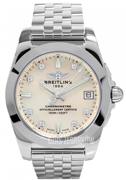 Breitling Biały/Stal Ø36 mm W7433012-A780-376A
