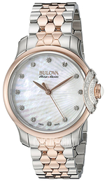 Bulova Diamond Biały/Stal w kolorze różowego złota Ø31 mm 65R164
