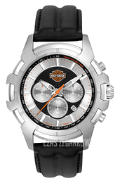 Bulova Harley-Davidson Srebrny/Skóra Ø35 mm 76B161