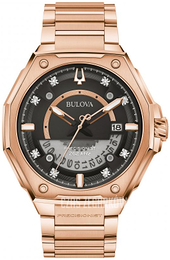 Bulova Precisionist Czarny/Stal w kolorze różowego złota Ø44.7 mm 97D129