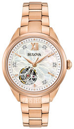 Bulova Biały/Stal w kolorze różowego złota Ø34 mm 97P121