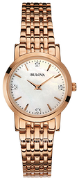 Bulova Diamond Biały/Stal w kolorze różowego złota Ø27 mm 97S106