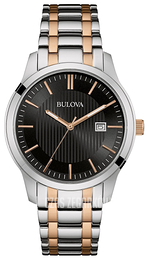 Bulova Dress Czarny/Stal w kolorze różowego złota Ø40 mm 98B264