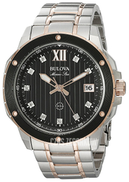 Bulova Marine Star Czarny/Stal w kolorze różowego złota Ø46 mm 98D127