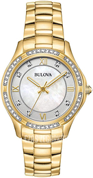 Bulova Crystal Biały/Stal w odcieniu złota Ø32 mm 98L256