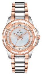 Bulova Diamond Biały/Stal w kolorze różowego złota Ø32 mm 98P134