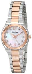 Bulova Diamond Biały/Stal w kolorze różowego złota Ø26 mm 98P143
