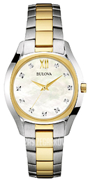 Bulova Diamond Biały/Stal w odcieniu złota Ø32.5 mm 98P145