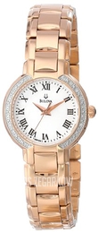 Bulova Diamond Biały/Stal w kolorze różowego złota Ø28 mm 98R156
