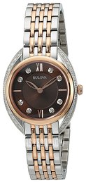 Bulova Diamond Brązowy/Stal w kolorze różowego złota Ø30 mm 98R230